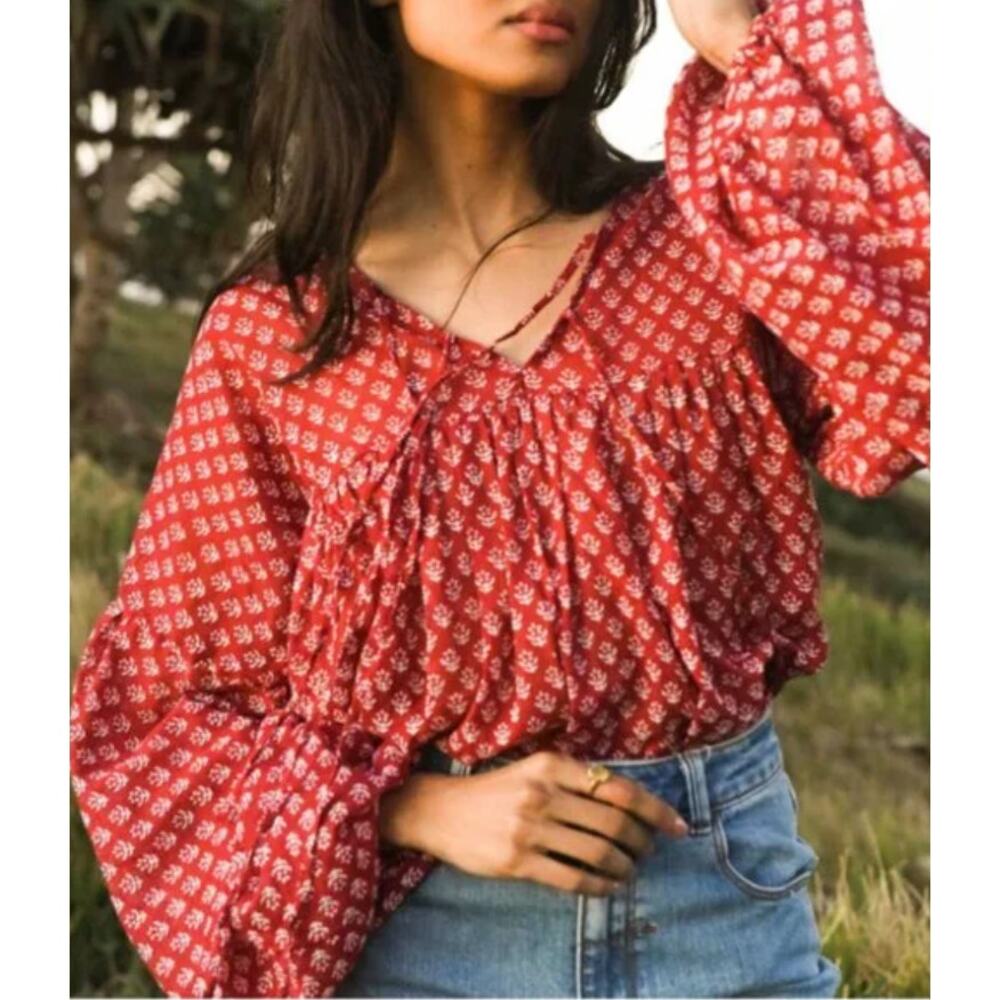 Daughters of India XS Scarlett Red Rashmi Blouse